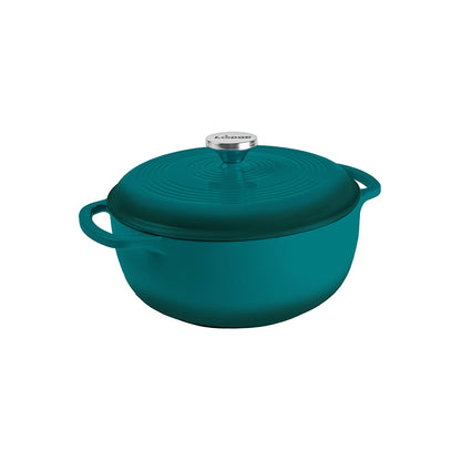 Lagoon enameled cast iron Dutch oven with lid on a white background