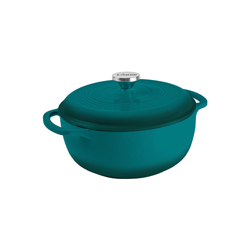 Lagoon enameled cast iron Dutch oven with lid on a white background