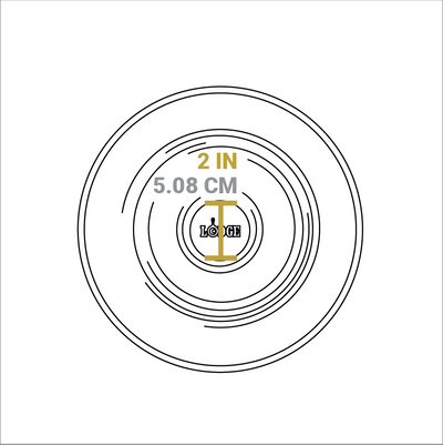 Dimensional drawing of product lid. Diameter of knob is 2 inches.
