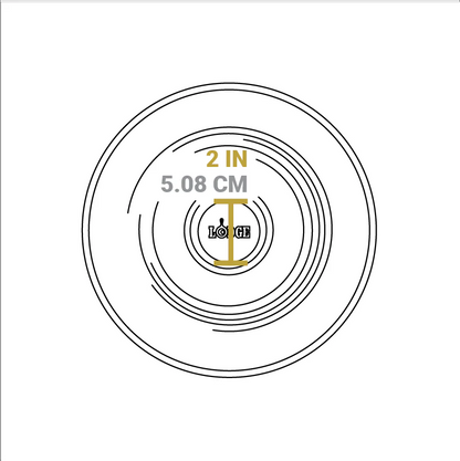 Dimensional drawing of product lid. Diameter of knob is 2 inches.