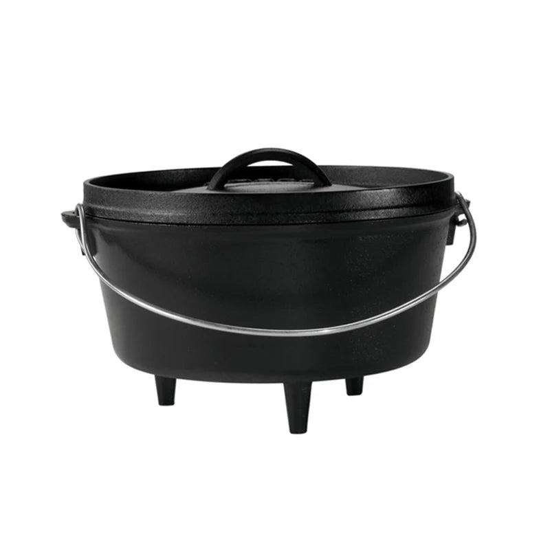 Dutch oven with 3 legs and a bail handle, making it great for camp cooking no matter the method.