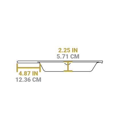 Measurement chart showing dimensions of the product. Handle is 4.87 inches, height of cooking surface is 2.25 inches.