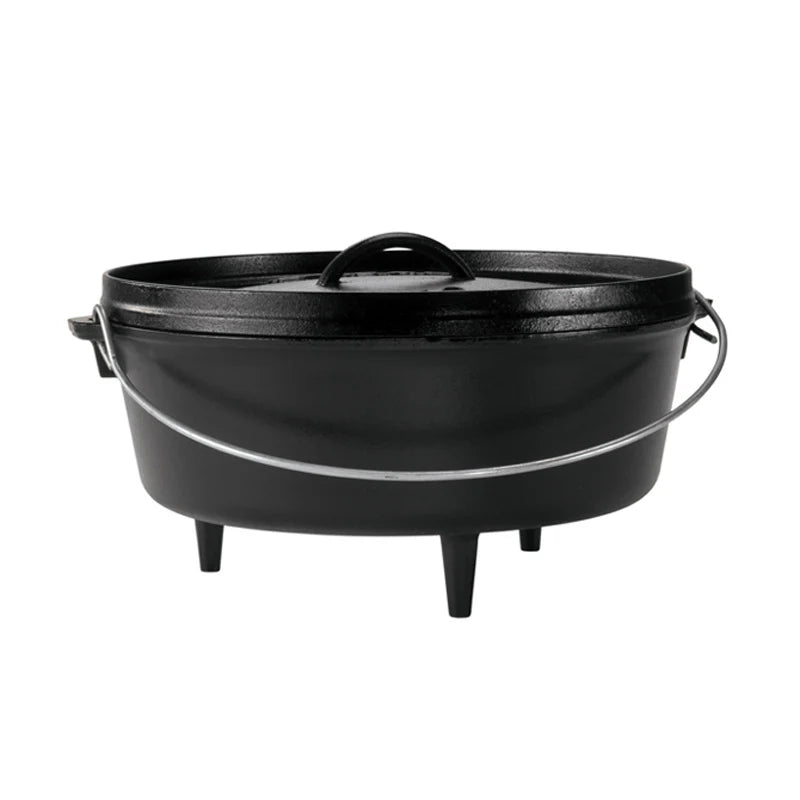 Dutch oven with 3 legs and a bail handle, making it great for camp cooking no matter the method.