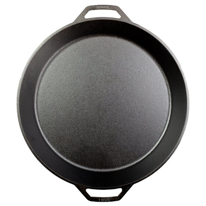 Top view of pan showing cooking surface and loop handles.