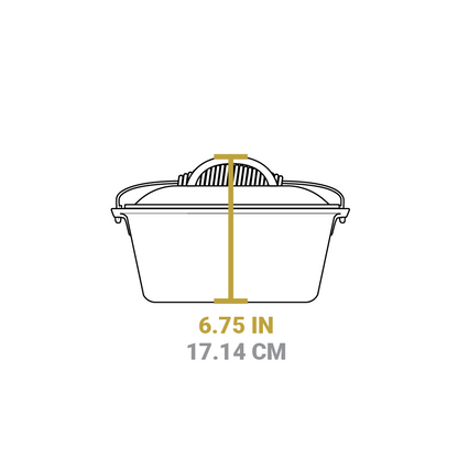 Dimensional drawing of product. Total height including lid is 6.75 inches.