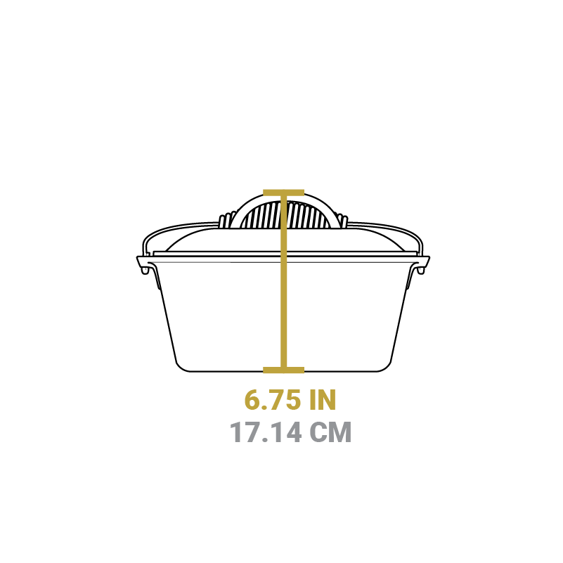 Dimensional drawing of product. Total height including lid is 6.75 inches.