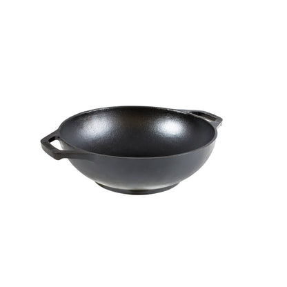 Bowl shaped wok with 2 loop handles.