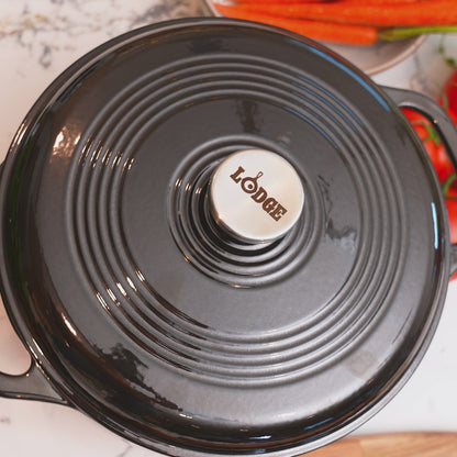 Close up shot of dutch oven.