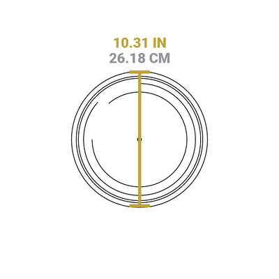 Dimensional drawing of product lid. Diameter is 10.31 inches.