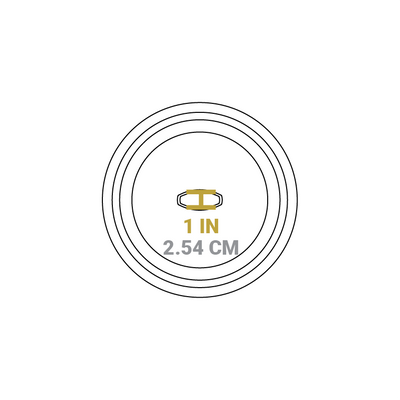Dimensional drawing of product lid. Knob length is 1 inch.