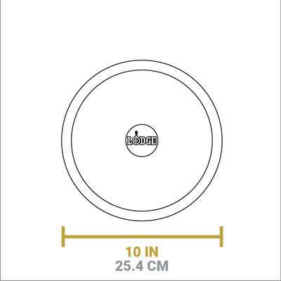 Dimensional drawing of product. Diameter is 10 inches.