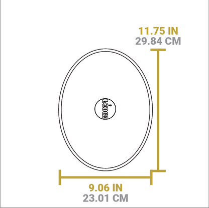 Dimensional drawing of product. Width is 11.75 inches, length is 9.06 inches.